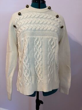 Madewell Medium Merino Wool Blend Cable Knit Sweater